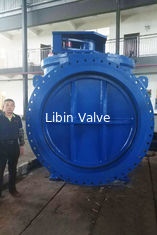 AWWA DN2000 SS304 วาล์วพับลมสีฟ้า หนอนเกียร์ วาล์วพับลมไฟฟ้า
