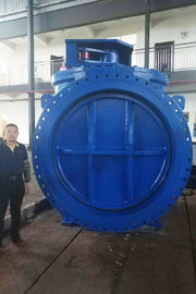 AWWA DN2000 SS304 วาล์วพับลมสีฟ้า หนอนเกียร์ วาล์วพับลมไฟฟ้า